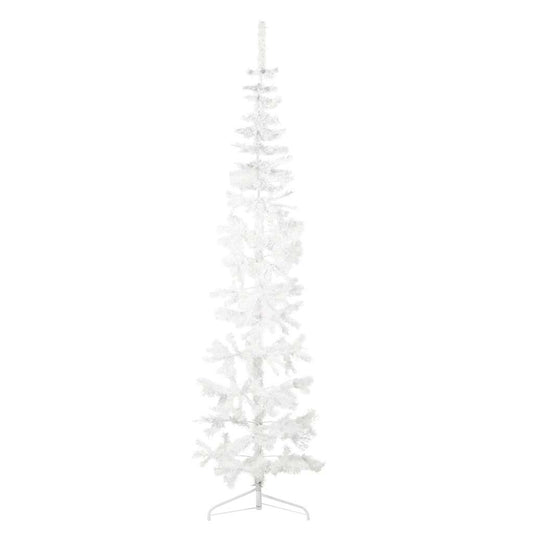 Slim Artificial Half Christmas Tree with Stand White 7 ft