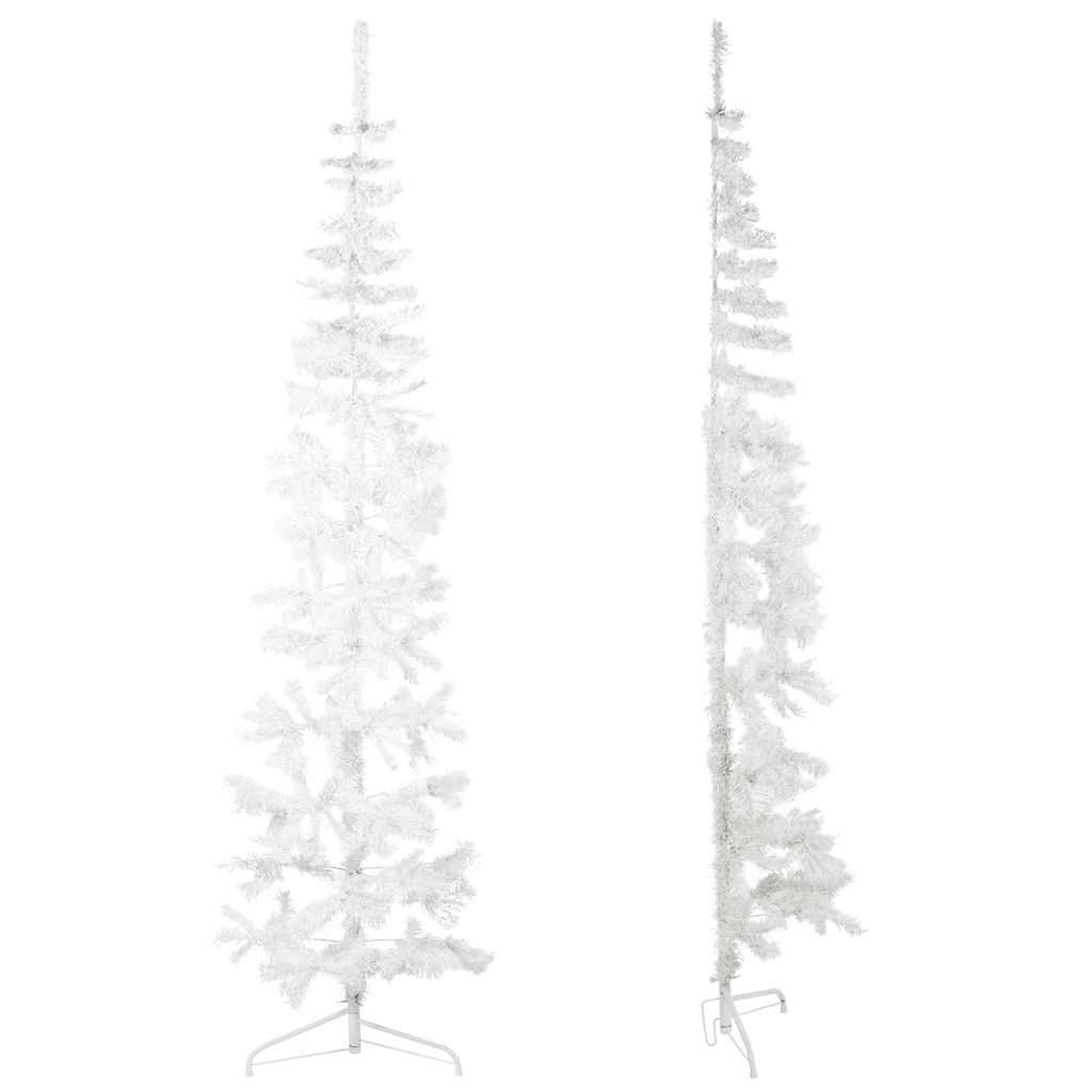 Slim Artificial Half Christmas Tree with Stand White 7 ft