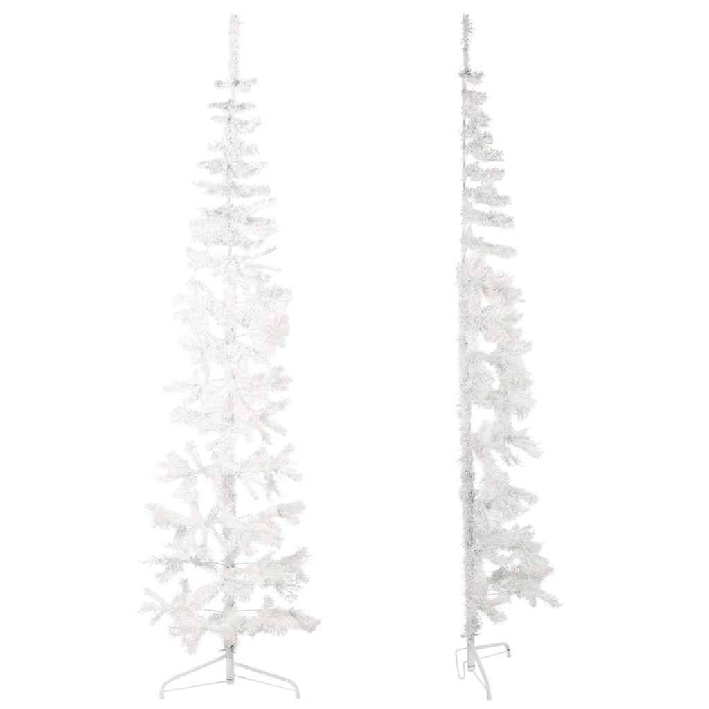 Slim Artificial Half Christmas Tree with Stand White 8 ft