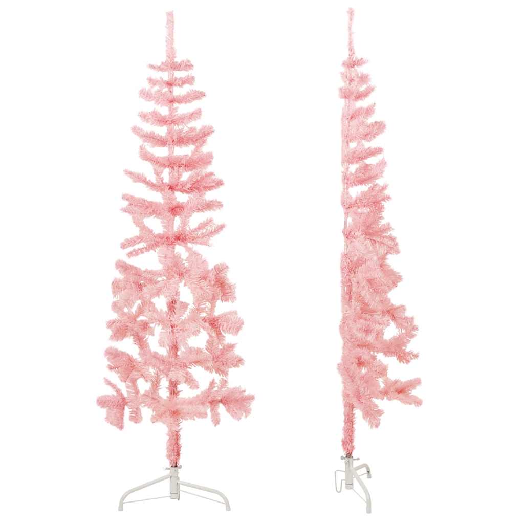 Slim Artificial Half Christmas Tree with Stand Pink 4 ft