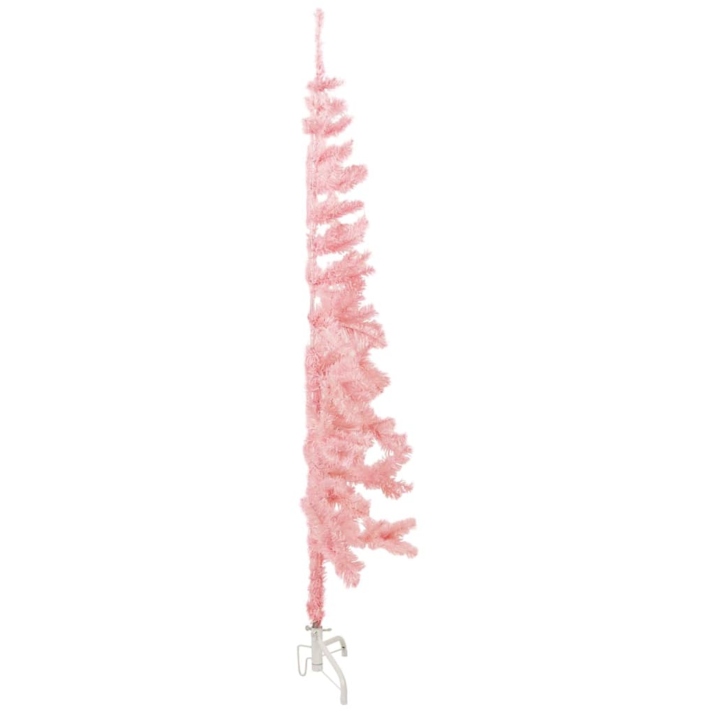 Slim Artificial Half Christmas Tree with Stand Pink 4 ft