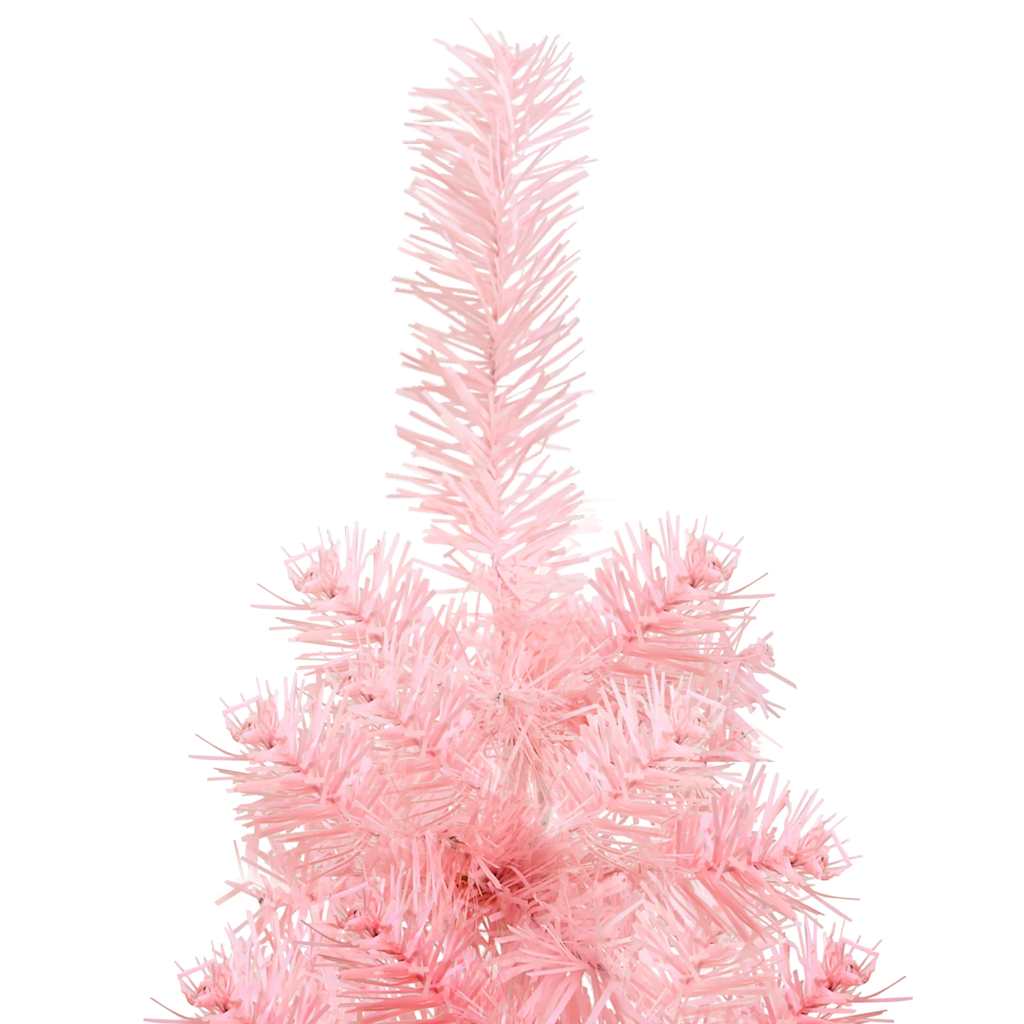 Slim Artificial Half Christmas Tree with Stand Pink 4 ft