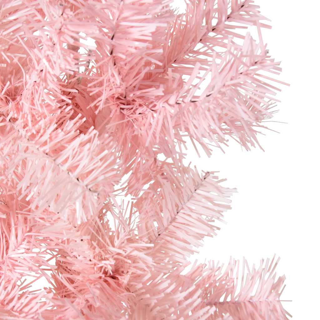 Slim Artificial Half Christmas Tree with Stand Pink 4 ft