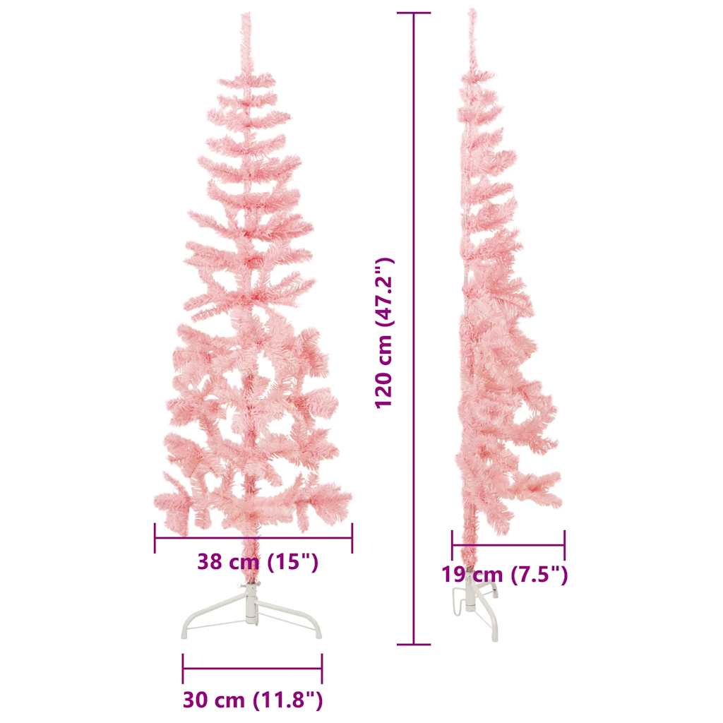 Slim Artificial Half Christmas Tree with Stand Pink 4 ft