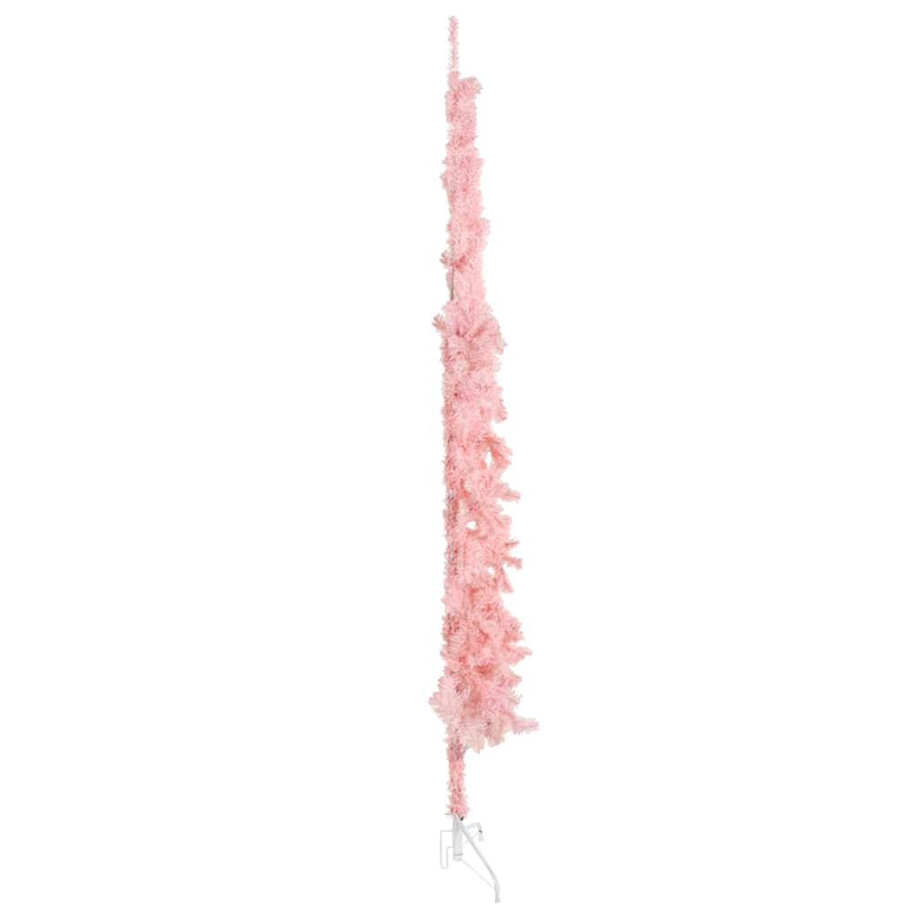 Slim Artificial Half Christmas Tree with Stand Pink 8 ft