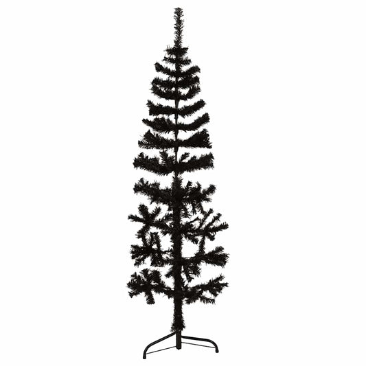 Slim Artificial Half Christmas Tree with Stand Black 4 ft