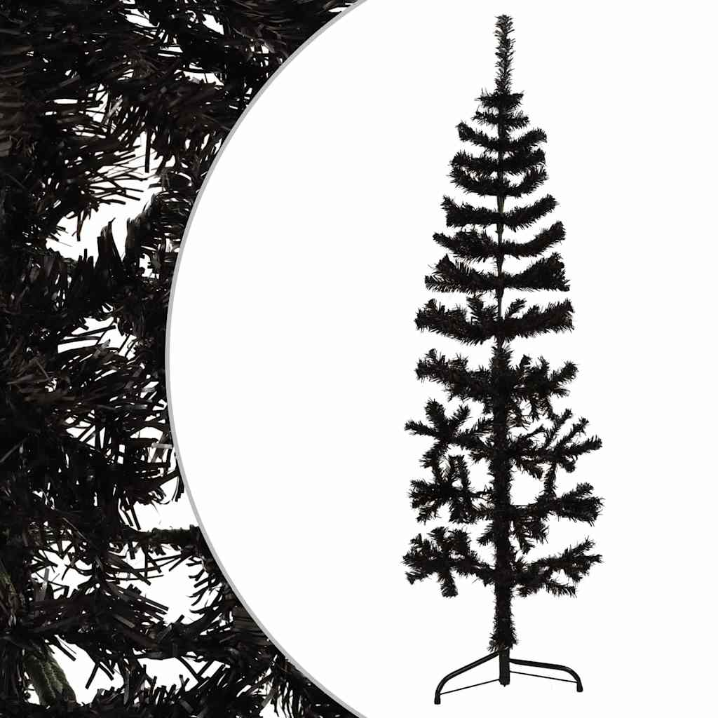 Slim Artificial Half Christmas Tree with Stand Black 4 ft