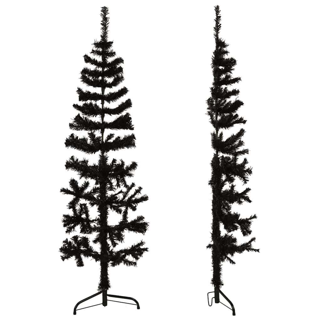 Slim Artificial Half Christmas Tree with Stand Black 4 ft