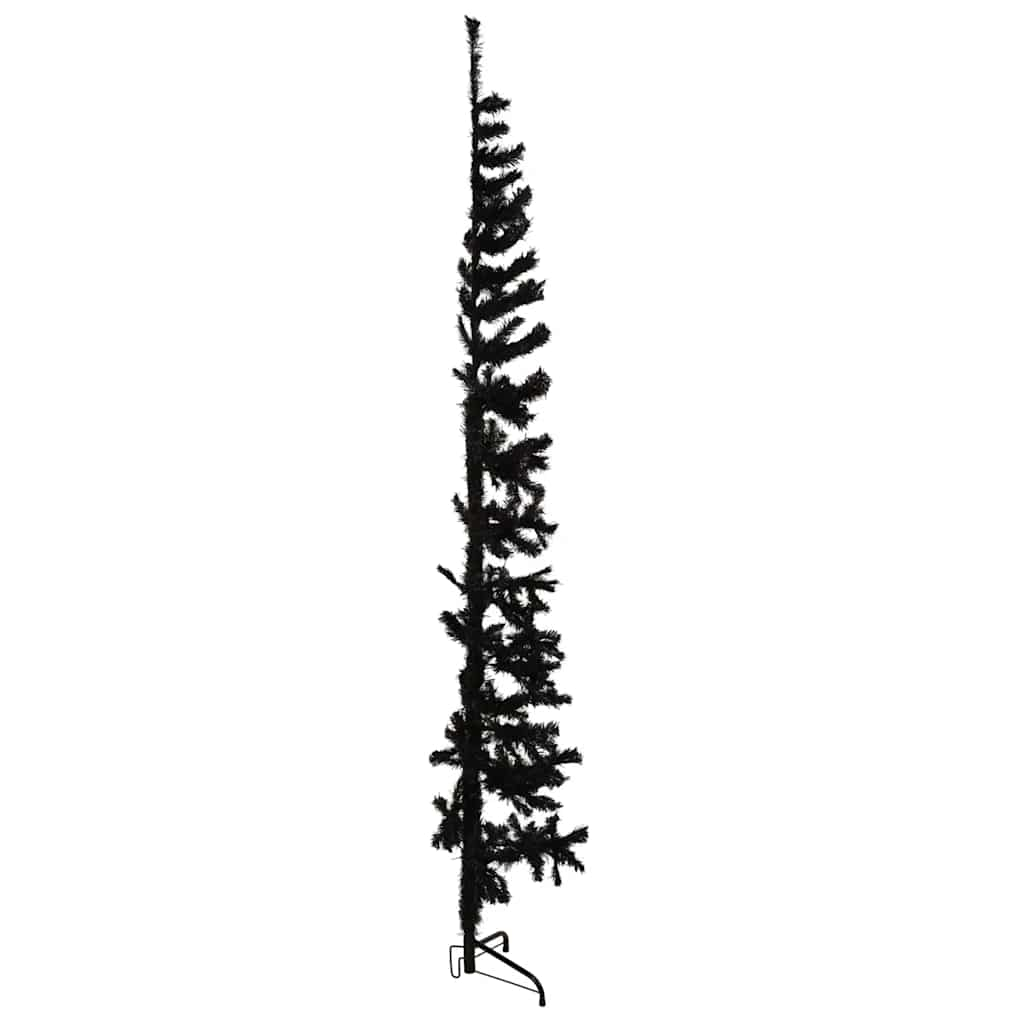 Slim Artificial Half Christmas Tree with Stand Black 7 ft