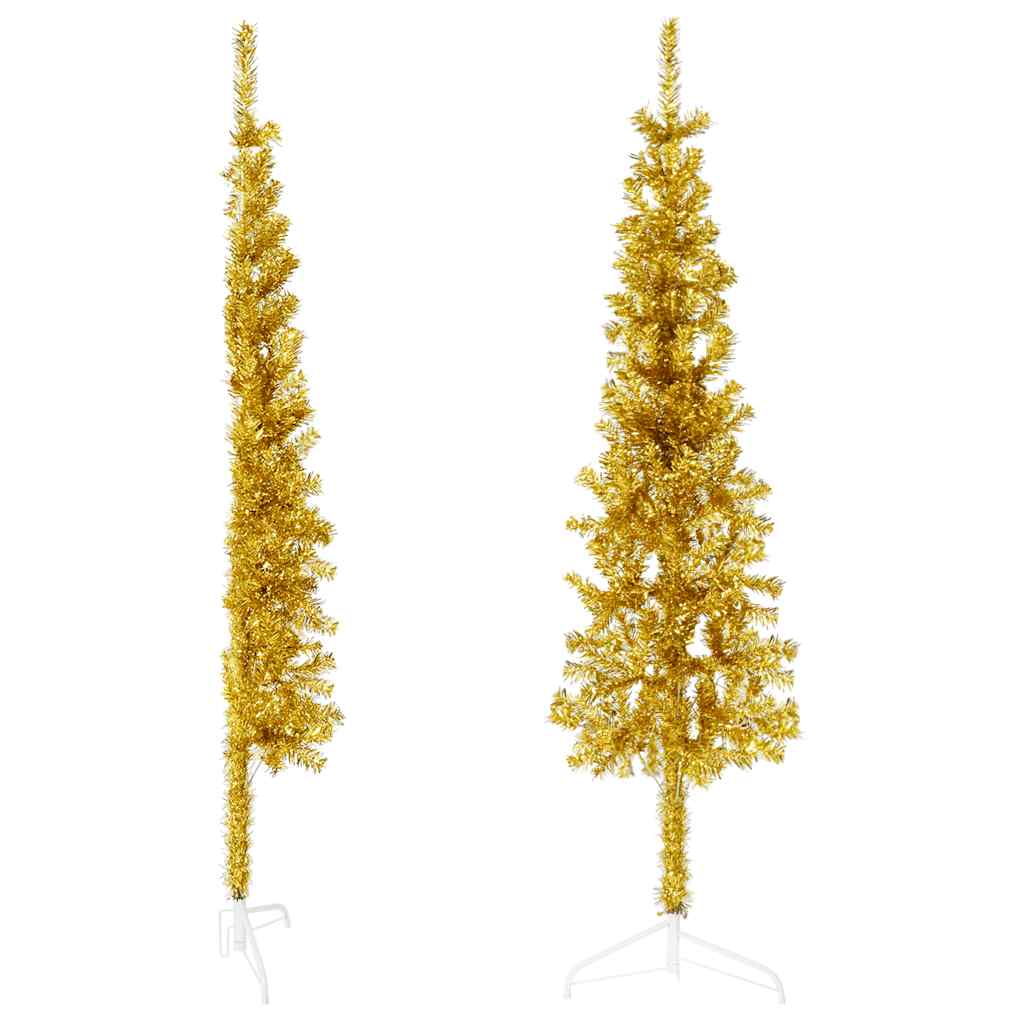 Slim Artificial Half Christmas Tree with Stand Gold 4 ft