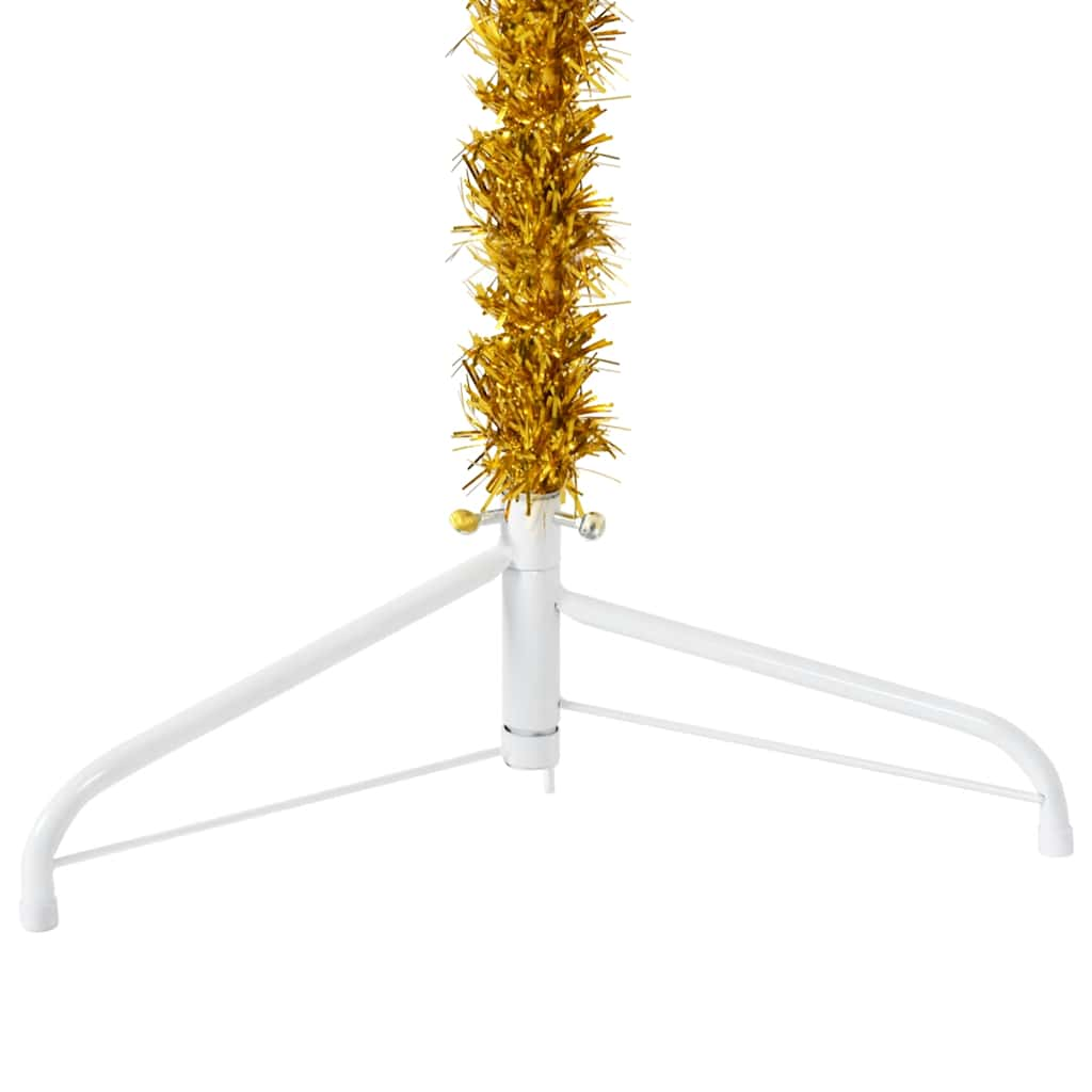 Slim Artificial Half Christmas Tree with Stand Gold 4 ft