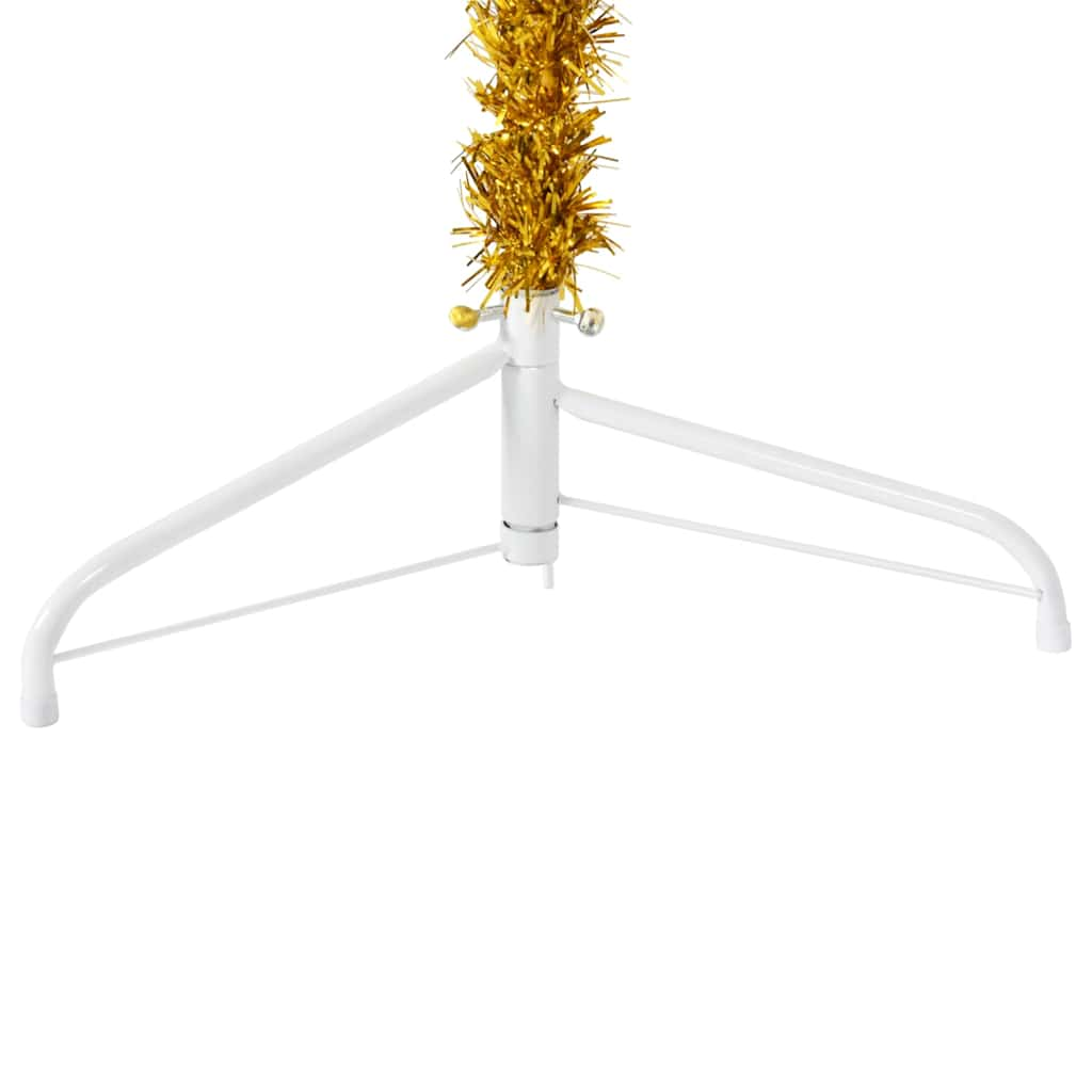 Slim Artificial Half Christmas Tree with Stand Gold 5 ft