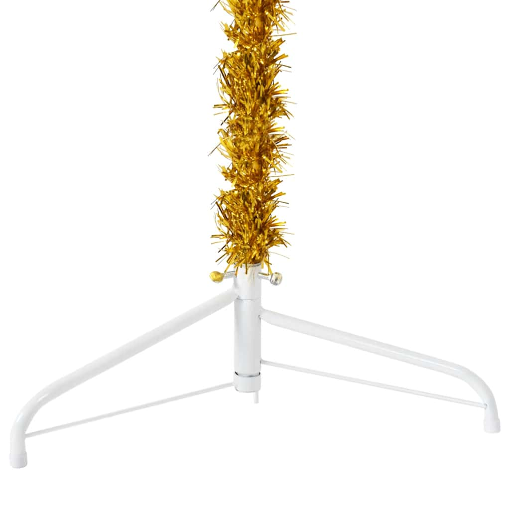 Slim Artificial Half Christmas Tree with Stand Gold 8 ft