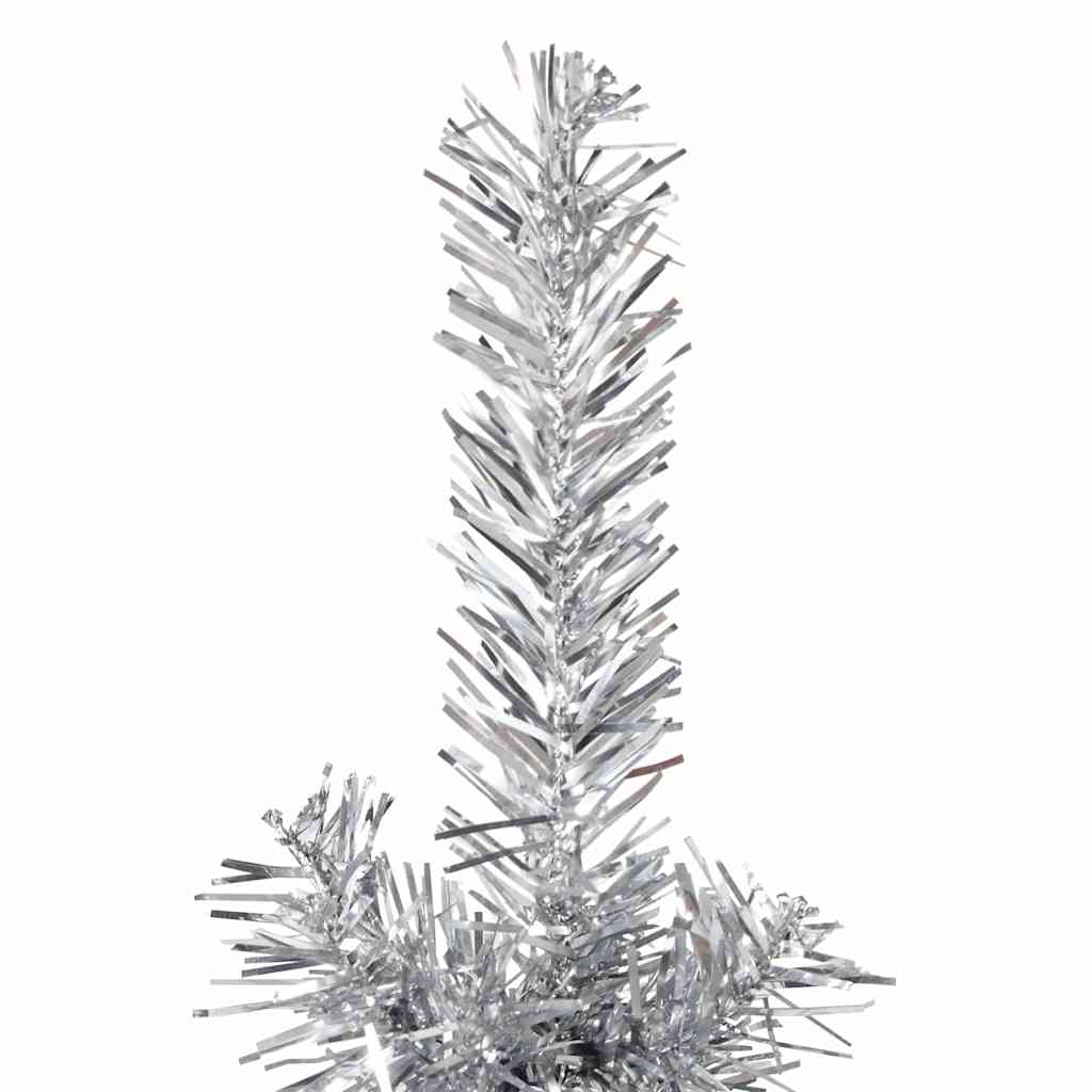 Slim Artificial Half Christmas Tree with Stand Silver 4 ft