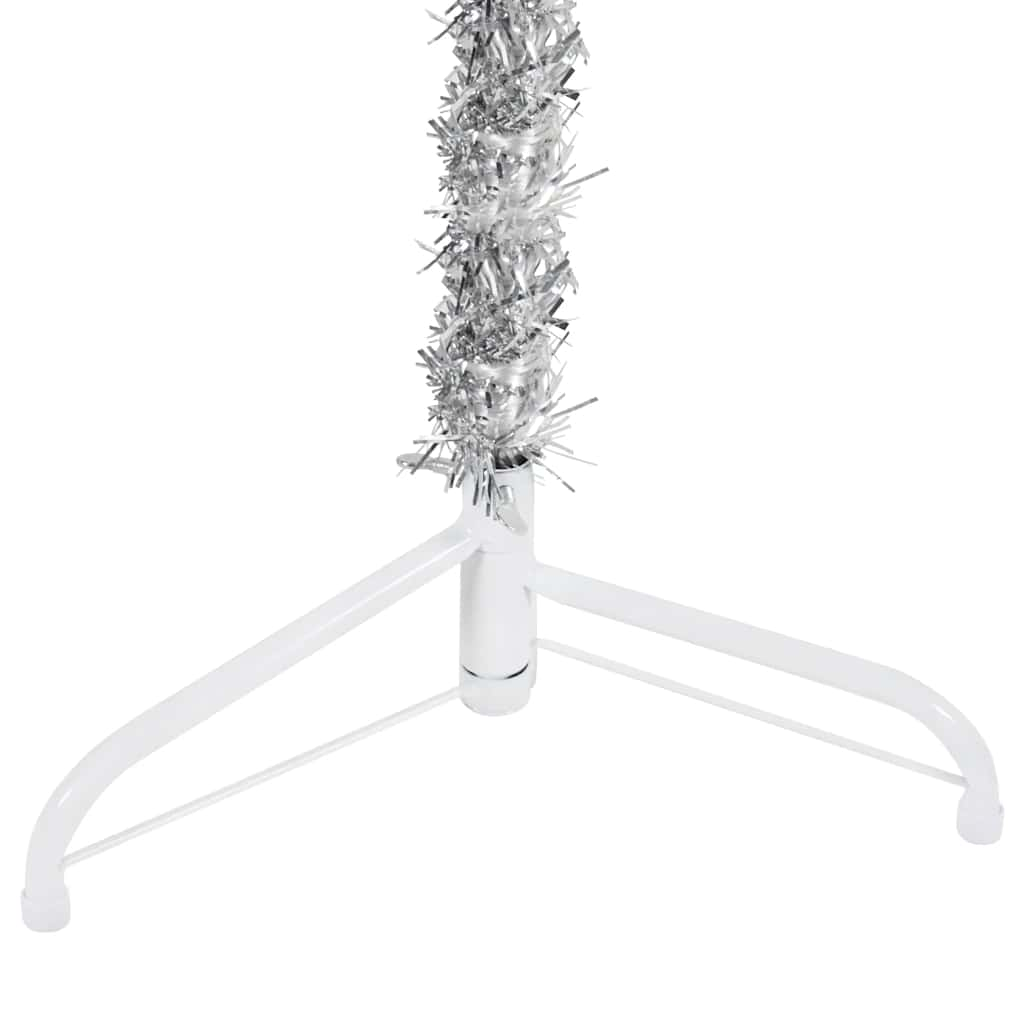 Slim Artificial Half Christmas Tree with Stand Silver 4 ft