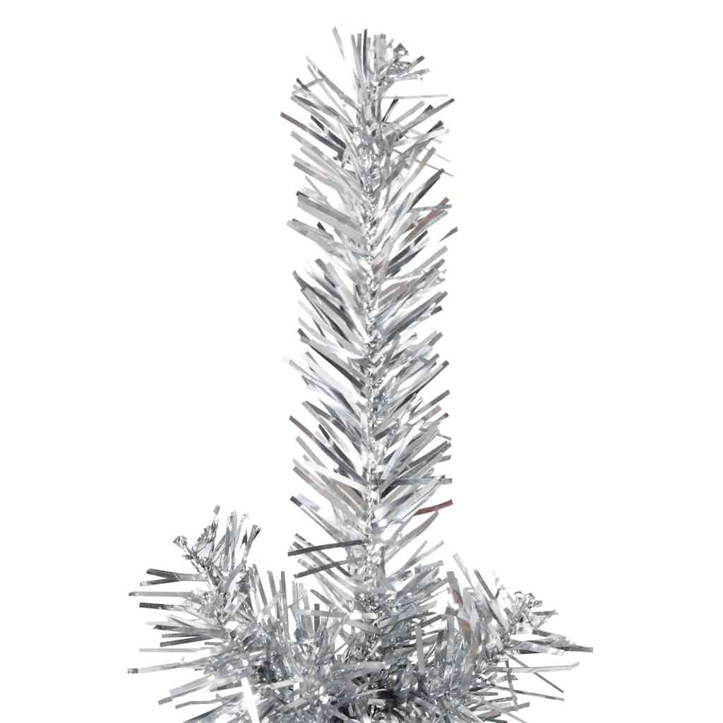 Slim Artificial Half Christmas Tree with Stand Silver 6 ft