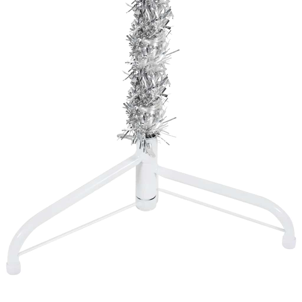 Slim Artificial Half Christmas Tree with Stand Silver 6 ft