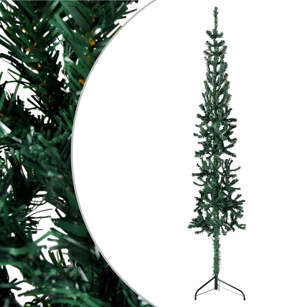 Slim Artificial Half Christmas Tree with Stand Green 6 ft