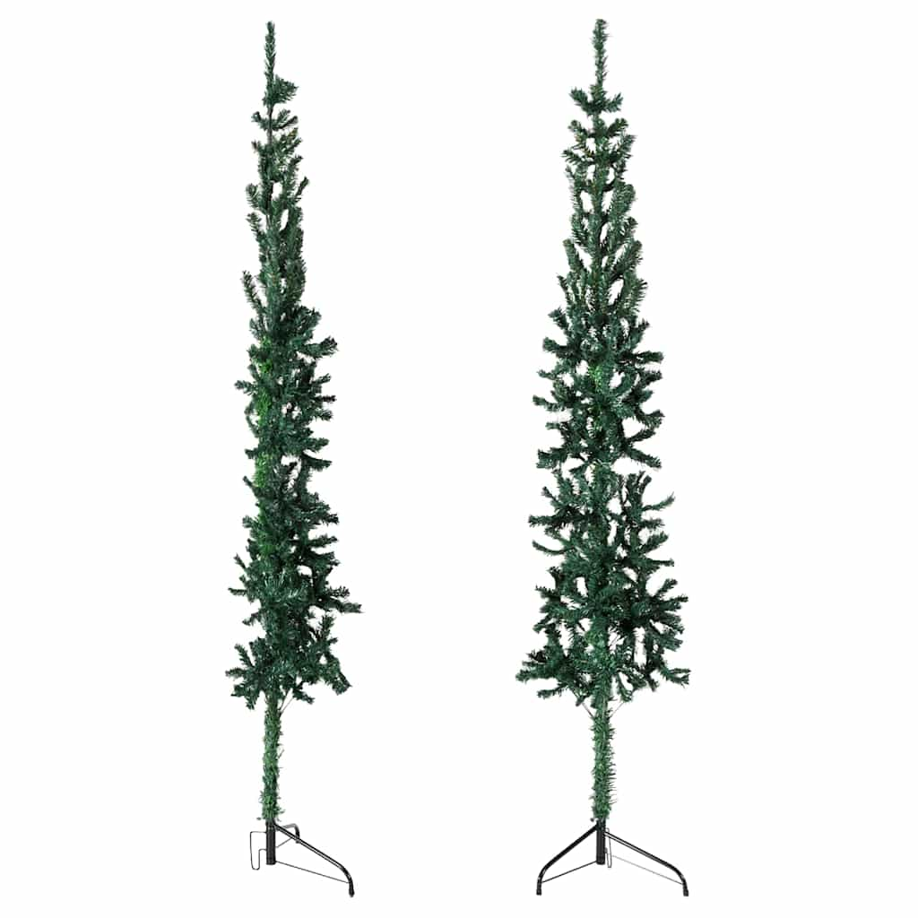 Slim Artificial Half Christmas Tree with Stand Green 8 ft