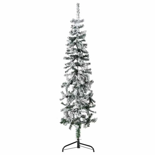 Slim Artificial Half Christmas Tree with Flocked Snow 5 ft