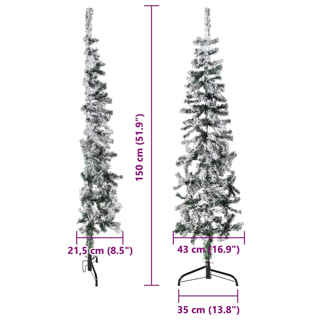 Slim Artificial Half Christmas Tree with Flocked Snow 5 ft