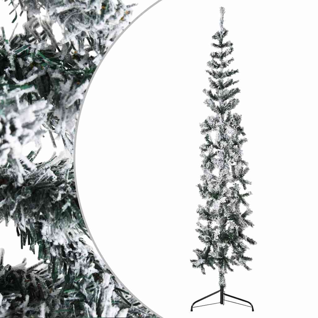 Slim Artificial Half Christmas Tree with Flocked Snow 6 ft