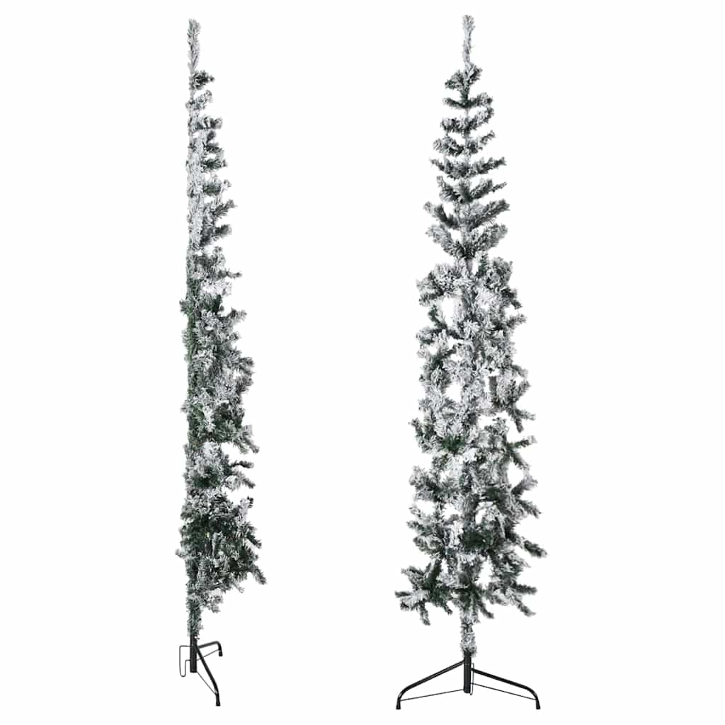 Slim Artificial Half Christmas Tree with Flocked Snow 6 ft