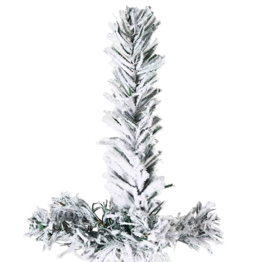 Slim Artificial Half Christmas Tree with Flocked Snow 7 ft