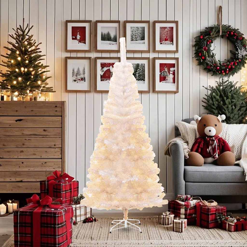 Artificial Christmas Tree with Iridescent Tips White 6 ft PVC