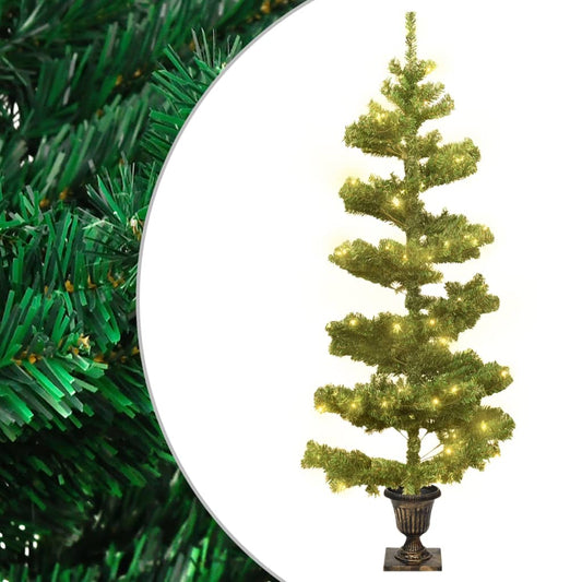 Swirl Pre-lit Christmas Tree with Pot Green 4 ft PVC