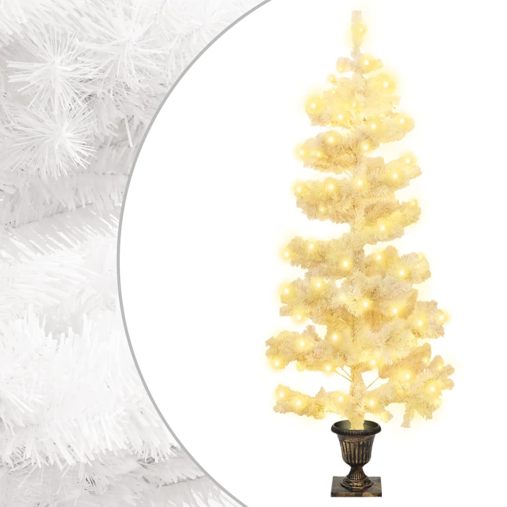 Swirl Pre-lit Christmas Tree with Pot White 4 ft PVC