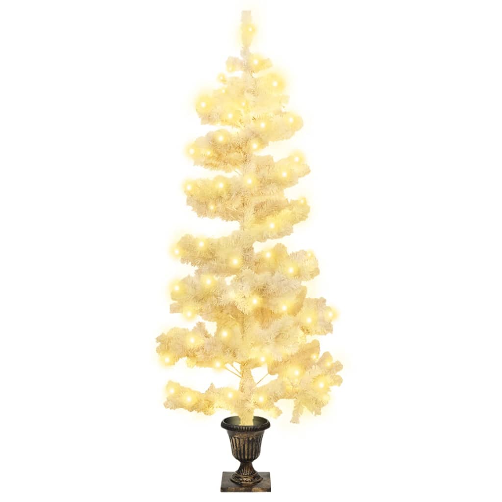 Swirl Pre-lit Christmas Tree with Pot White 4 ft PVC