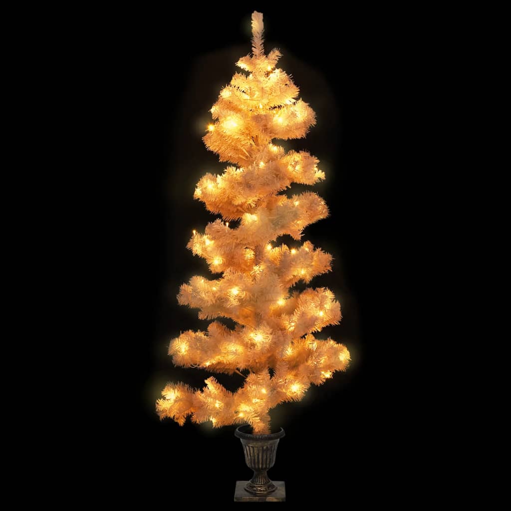 Swirl Pre-lit Christmas Tree with Pot White 4 ft PVC