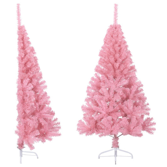 Artificial Half Christmas Tree with Stand Pink 4 ft PVC