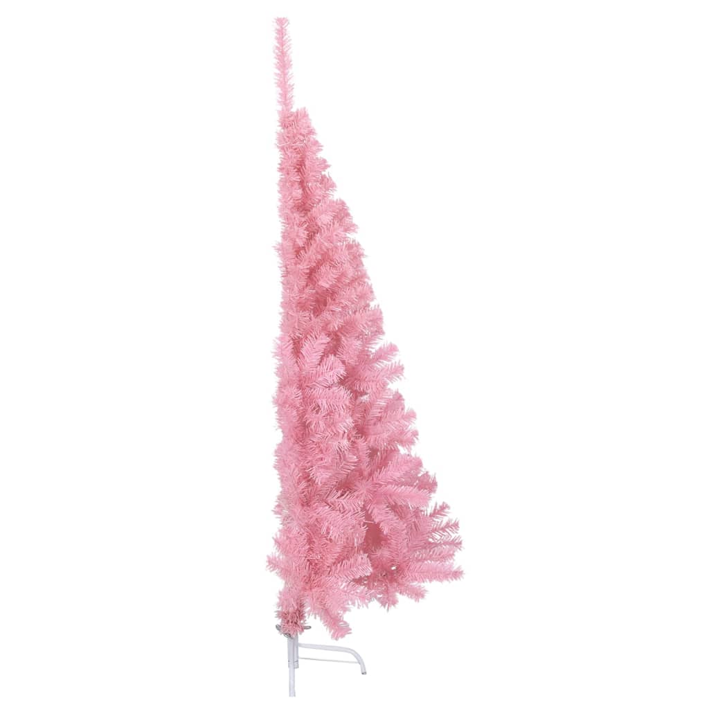 Artificial Half Christmas Tree with Stand Pink 4 ft PVC