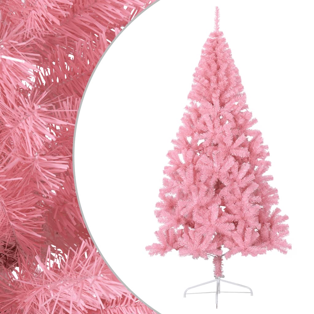 Artificial Half Christmas Tree with Stand Pink 7 ft PVC