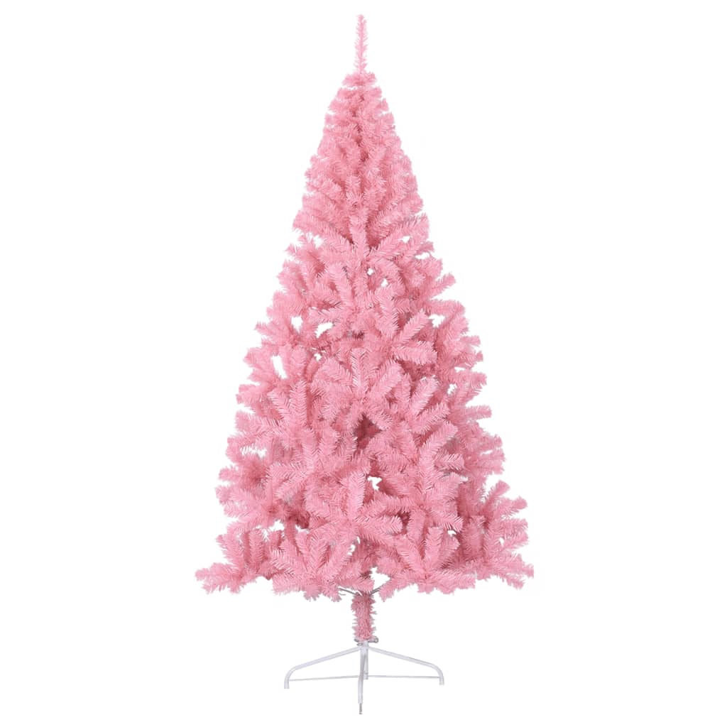 Artificial Half Christmas Tree with Stand Pink 7 ft PVC