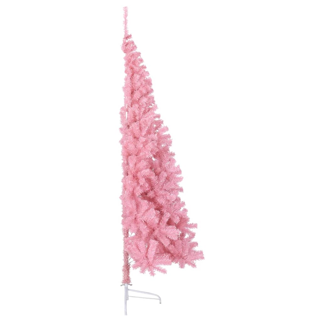 Artificial Half Christmas Tree with Stand Pink 7 ft PVC