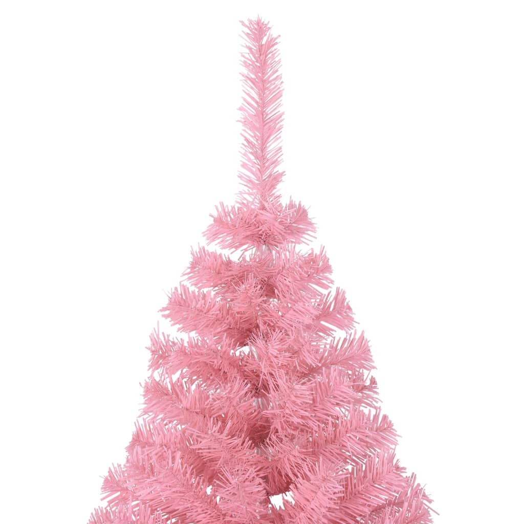 Artificial Half Christmas Tree with Stand Pink 7 ft PVC