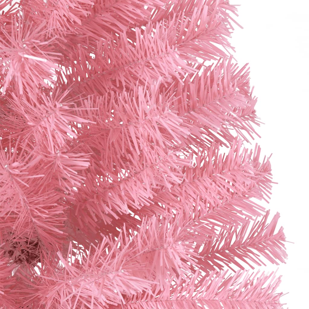 Artificial Half Christmas Tree with Stand Pink 7 ft PVC