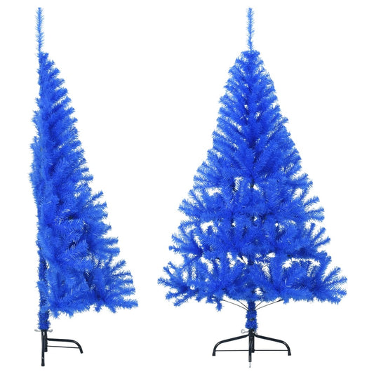 Artificial Half Christmas Tree with Stand Blue 5 ft PVC