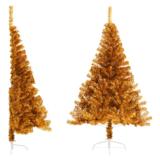 Artificial Half Christmas Tree with Stand Gold 5 ft PET