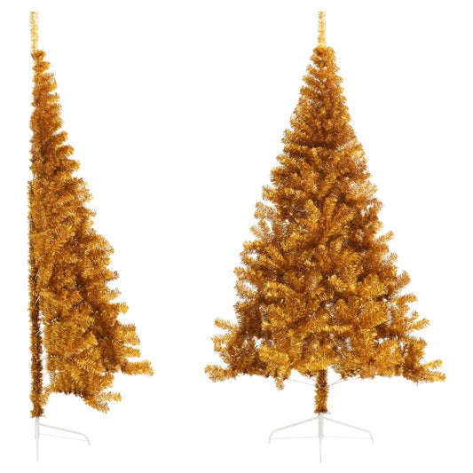 Artificial Half Christmas Tree with Stand Gold 7 ft PET