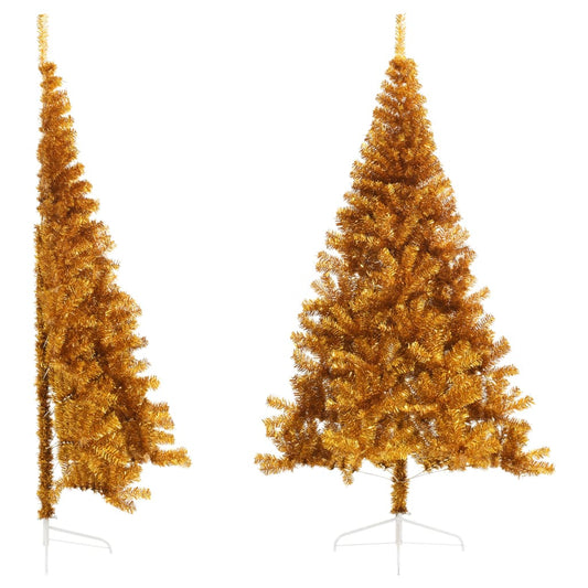 Artificial Half Christmas Tree with Stand Gold 8 ft PET