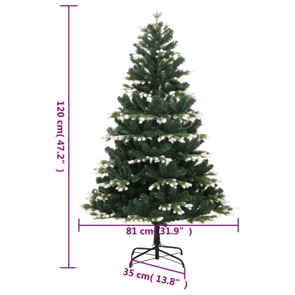 Artificial Hinged Christmas Tree with Flocked Snow 47.2"