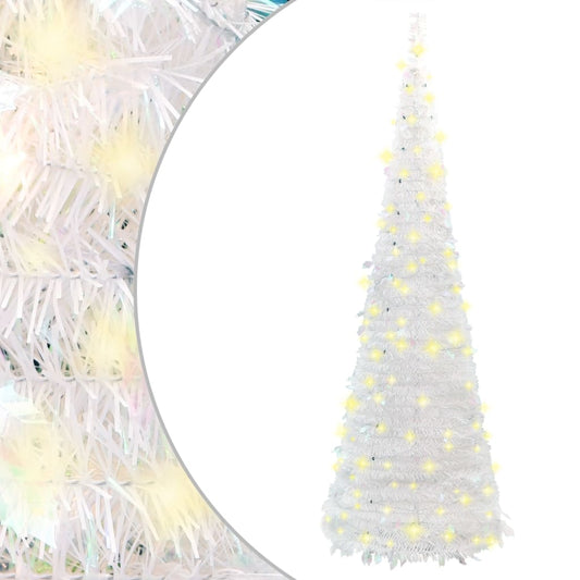 4-Foot Artificial Christmas Tree with 8 Lighting Modes, 50 LEDs, and Decorations – Lifelike USB Powered - White