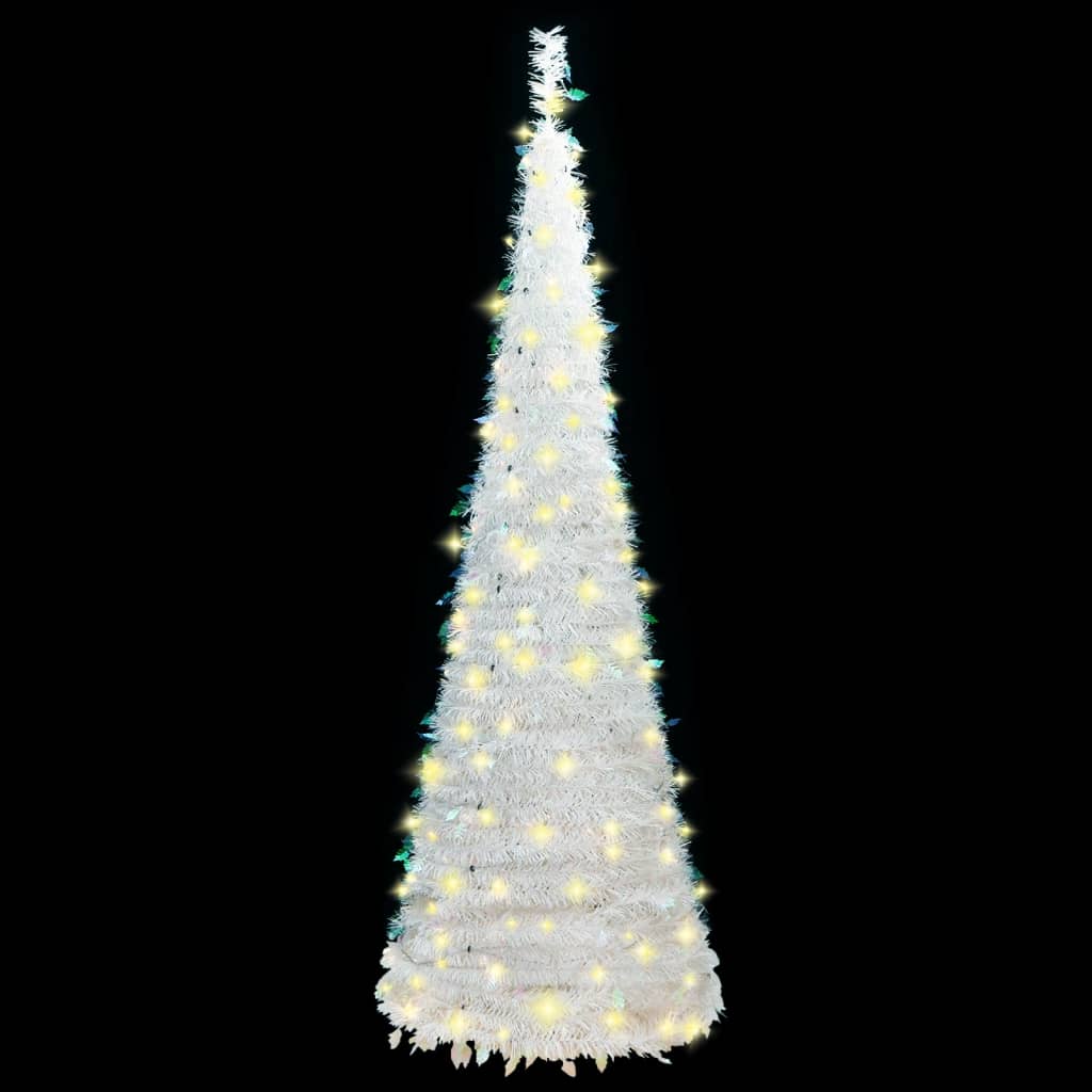 4-Foot 9-Inch LED Artificial Christmas Tree with Ornaments, 8 Lighting Modes, and Lifelike Design for Indoor/Outdoor Use