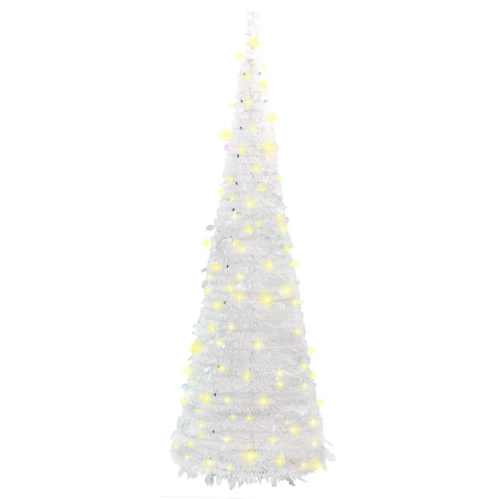 4-Foot 9-Inch LED Artificial Christmas Tree with Ornaments, 8 Lighting Modes, and Lifelike Design for Indoor/Outdoor Use