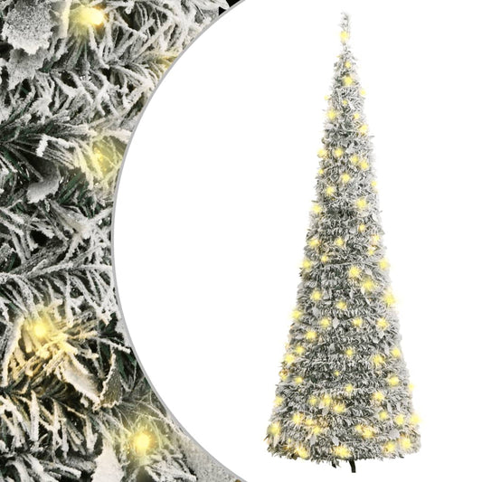 4-Foot Artificial Christmas Tree with 8 Lighting Modes, 50 LEDs, and Decorations – Lifelike USB Powered Flocked Snow 50 LEDs