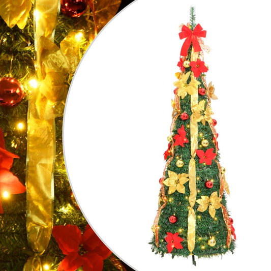 4-Foot Artificial Christmas Tree with 8 Lighting Modes, 50 LEDs, and Decorations – Lifelike - USB Powered